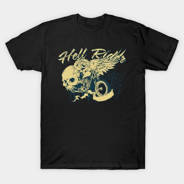 skull with motorbike T-Shirt by MuftiArt